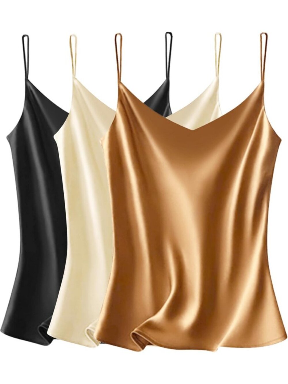 Silk Satin V Neck Camisole Tank Top for Women - Spaghetti Strap, Elegant & Chic